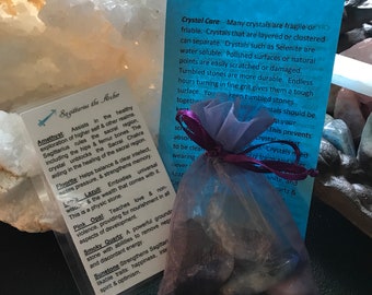 Sagittarius the Archer Astrology horoscope stones set pouch crystal set birthday gift zodiac set Sagittarius birthday ideas tumbled crystals