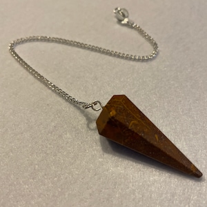 Awesome Yellow Jasper Pendulum is 1.50” with chain approximately 8.25”