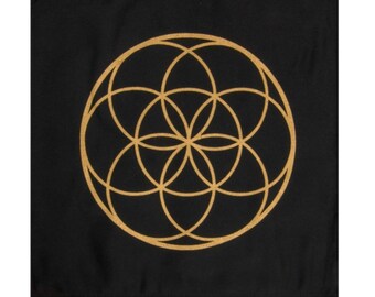 Printed Cotton Crystal Grid - Seed of Life 12 inches