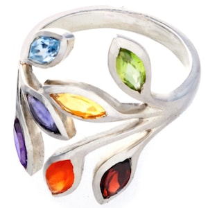 Anillo de chakras con 7 piedras semipreciosas, talla 6