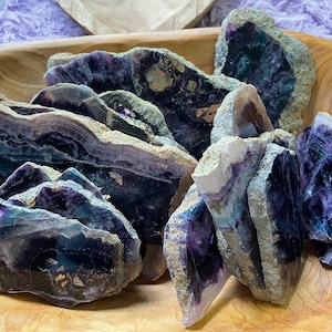 Rainbow fluorite slabs beautiful green and purple