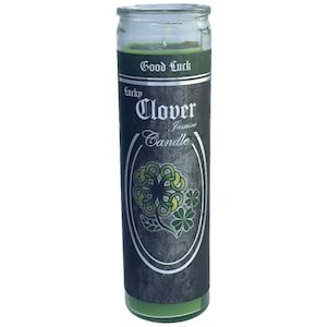 7 Day Glass Ritual Candle - Lucky Clover - Jasmine - Good Luck - St. Patrick’s Day Candle