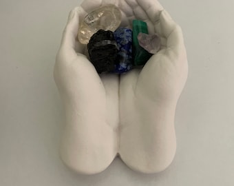 Figura de cemento y yeso Manos de Dios vacías para cristales y joyería