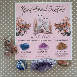 Conjunto de cristais com animais espirituais - A Coruja