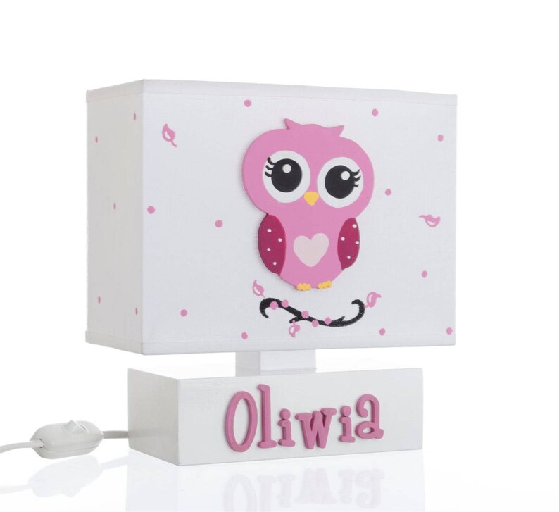 Bedside Table Lamp With 3D Hand Painted Wooden Lion /& Heart for Kids P1019