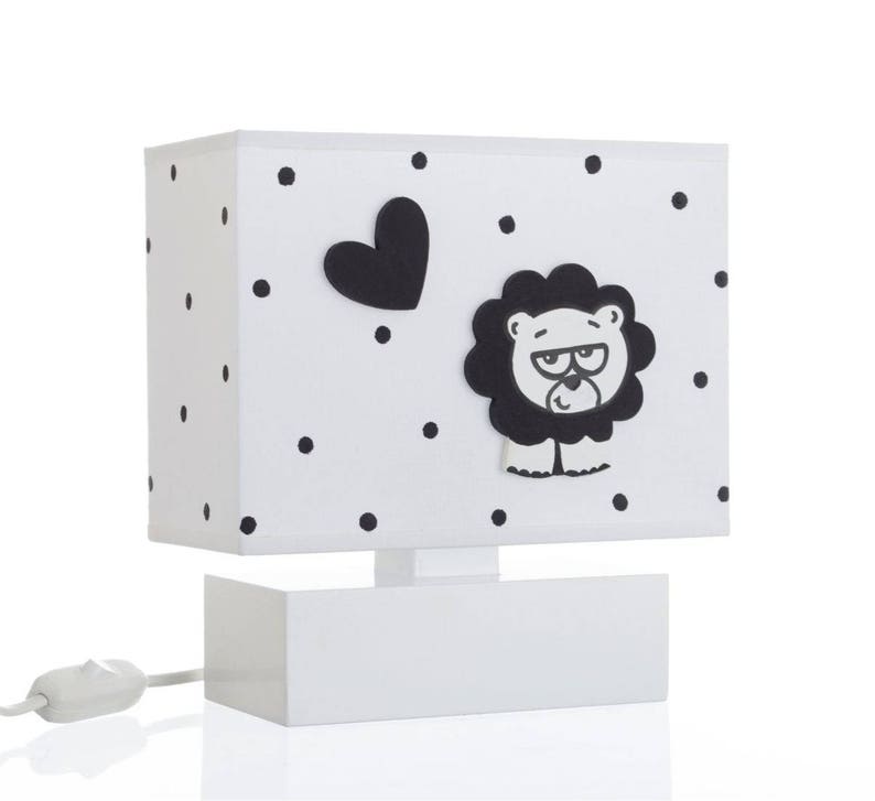 Bedside Table Lamp With 3D Hand Painted Wooden Lion /& Heart for Kids P1019