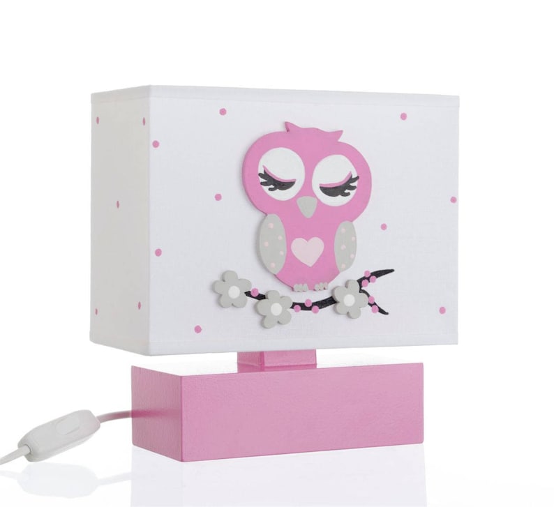 Bedside Table Lamp With 3D Hand Painted Wooden Lion /& Heart for Kids P1019
