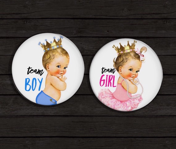 Gender Reveal Pins prince princess buttons gender reveal ideas gender reveal pin team boy team girl team pink team blue pins