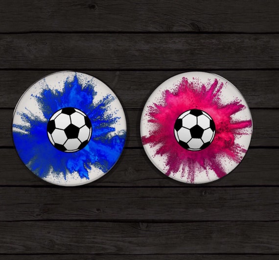 Gender Reveal pin buttons Girl button Boy Button soccer ball button