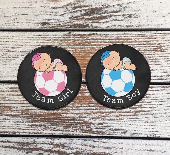 Gender Reveal pin buttons Girl button Boy Button soccer ball button