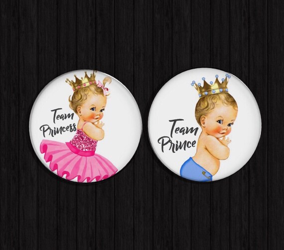 Gender Reveal Pins prince princess buttons gender reveal ideas gender reveal pin team boy team girl team pink team blue pins