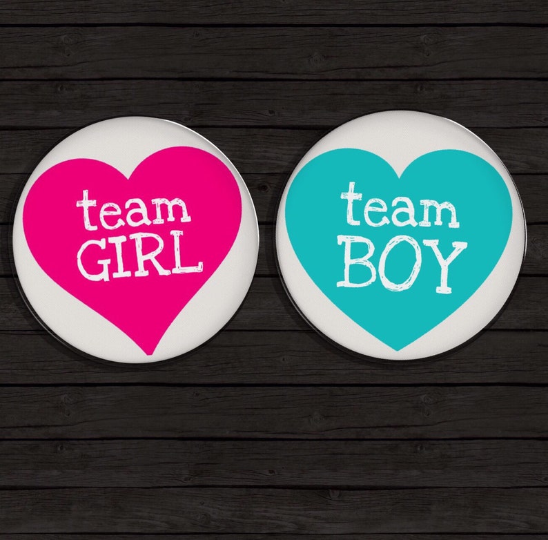 Gender Reveal pin buttons Girl button Boy Button baby button gender reveal ideas gender reveal button heart pin