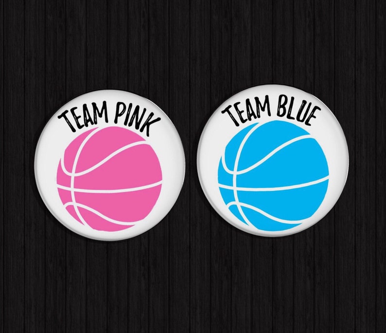 Gender Reveal Pins basketball buttons pins gender reveal ideas pink or blue basket ball gender reveal