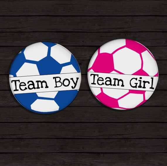 Gender Reveal pin buttons Girl button Boy Button soccer ball button