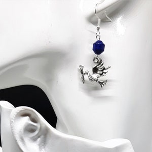 Shalom Peace Dove Earrings With Gemstones, Gift for Her, Hebrew