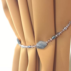 Gemstone Labradorite and Freshwater Pearl Curtain Tiebacks, Window dressing,