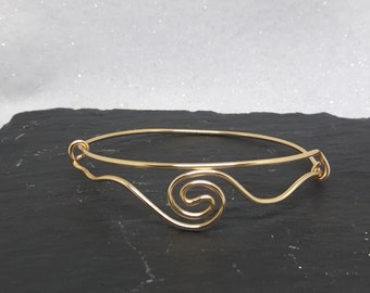 Double Swirl Adjustable Gold Bracelet, Xmas Gift for Her,