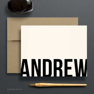 Gepersonaliseerde briefpapierset, moderne uniseks kaarten, custom designer blanco kaarten, premium briefschrijfcadeau voor mannen en vrouwen | GEWAAGDE UITSNIJDING