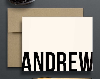 Personalized Stationery Set of Modern Notecards, Custom Letter Writing Gift | BOLD CUTOFF