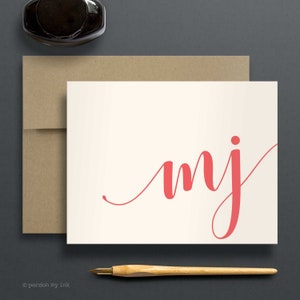 Juego de papelería personalizado con tarjetas de notas plegadas / Tarjetas de agradecimiento con monograma / Papelería con iniciales personalizadas para mujeres / SWASH DUOGRAM