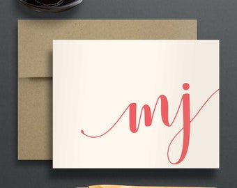 Personalized Stationary Set of Folded Notecards: Monogrammed Thank You Notes, Initial Stationery | SWASH DUOGRAM