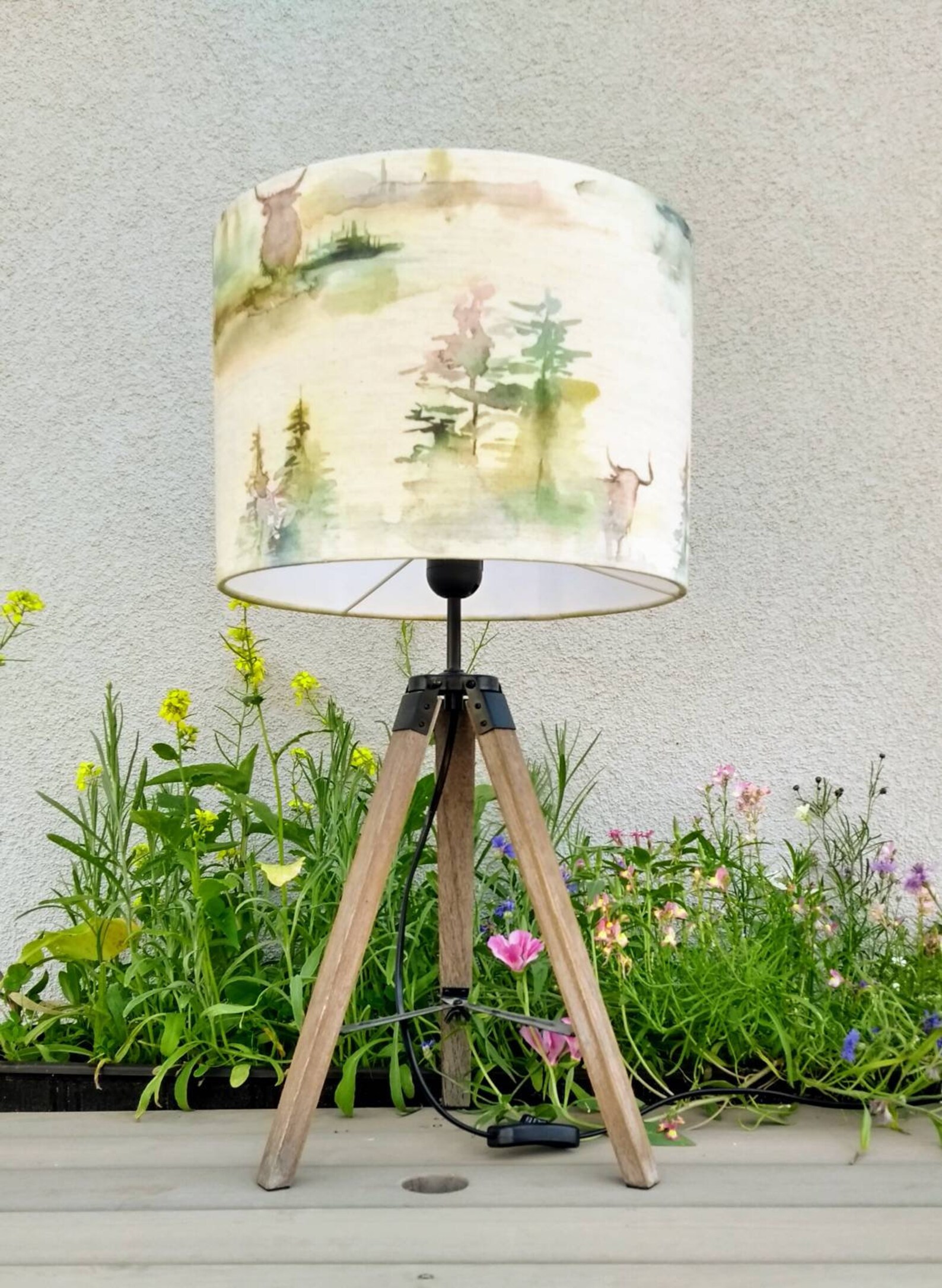 Lampenschirm Lampe Aquarell Aue Wiese Stehlampe | Etsy