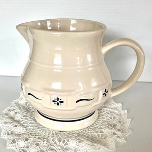 Vintage LONGABERGER Pottery Blue Woven Traditions Pitcher -Measures 5.5in Tall - Made in the USA - Collectable