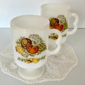 Vintage Pyrex Spice of Life Milk Glass Coffee Cups (Set of 3)
