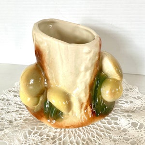Vintage Ceramic Planter&quot; Mushrooms - Tree Trunk&quot;  Indoor Planter - Boho/Retro - Measures 4.25in Tall