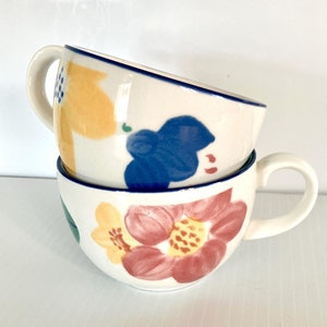 Vintage (Set of 5) Johnson Brothers Floral Coffee/Tea Cups - Made in England -4.5in Wide x 2.5in Tall