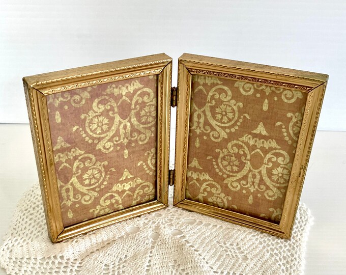 Vintage Ornate Gold Tone Bifold/double Hinged Photo Frame - Includes ...