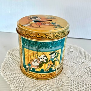 Vintage &quot;PINOCCHIO&quot; Tin Piggy Bank - Three scenes - Disneyland/Walt Disney - 3.75in Tall