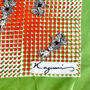Vintage Kamumi Silk  Scarf -  Equestrian, Horses - Measures 27in x 26.5in