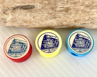 Vintage Prudential Insurance Pencil Sharpeners: Gibraltar Promo Set of 3