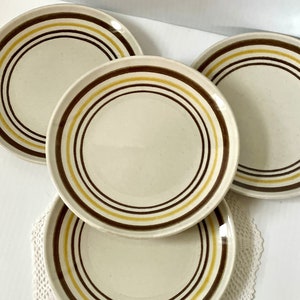 Mid-Century (Set x4) TAYLOR IRONSTONE - ITALIANO  Bread/DessertPlates - Striped Border - Diameter 6.75in.