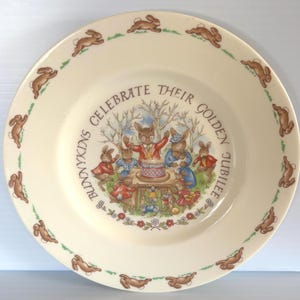 Vintage ROYAL DOULTON &quot;Bunnykins&quot; Plate - Commemorative /Christening Gift - England - Measures 8in.