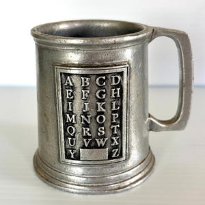 Vintage Wilton Armetale Pewter Full Alphabet Childs Mug - 3.75in Tall