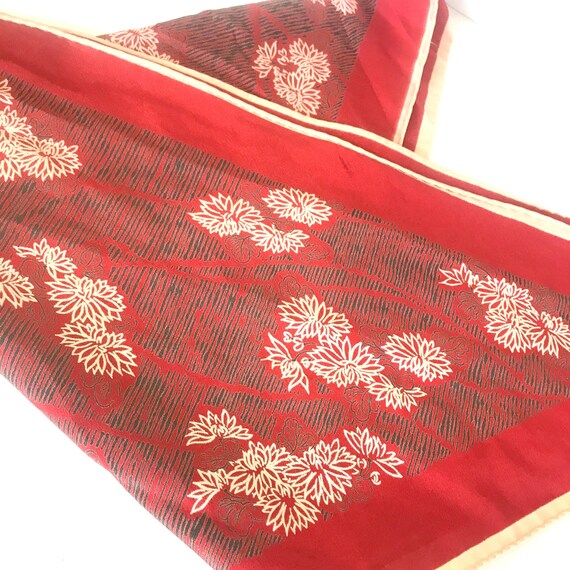 Vintage Scarf - Polyester - Triangle Shape -  Red… - image 1