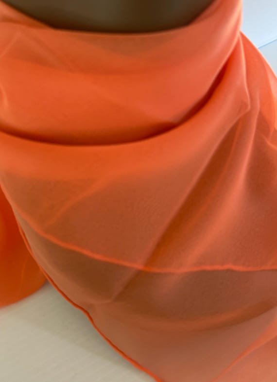 Vintage Sheer Solid Orange Polyester Scarf "Speci… - image 4