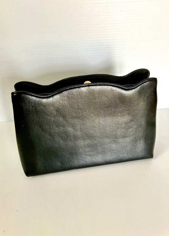 Vintage "CROWN LEWIS" Black Vinyl Purse with Doub… - image 9