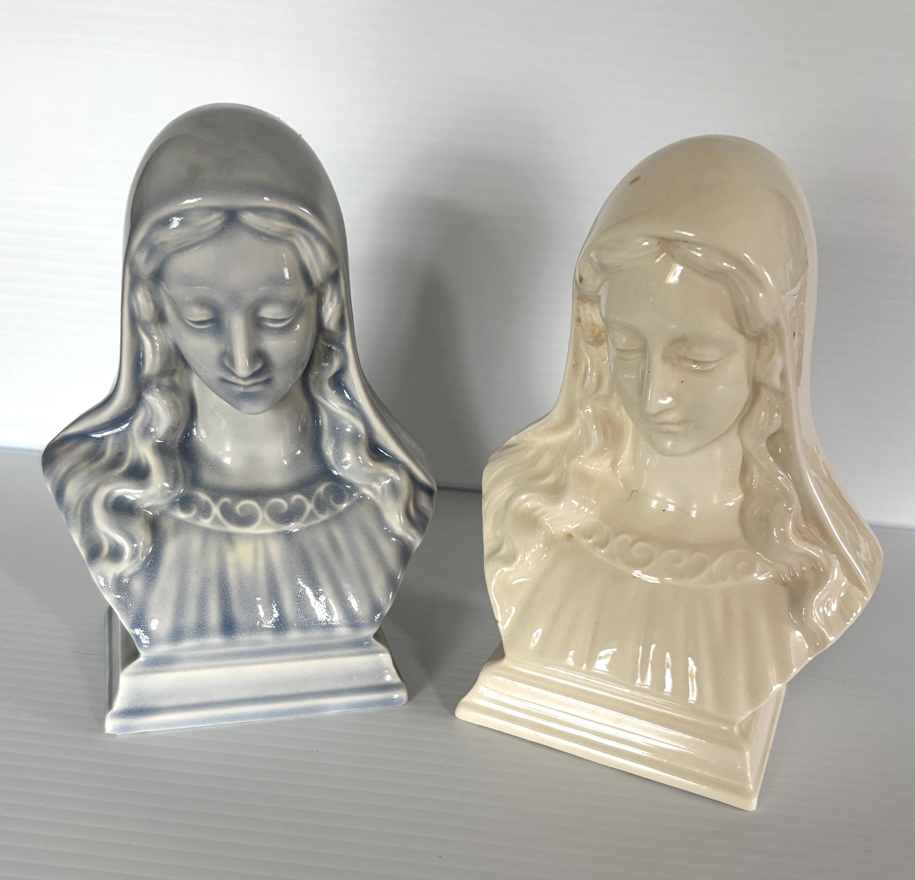 One Vintage Madonna Blessed Mother Mary/Virgin Mary Statue - Holland Mold - Religious - Choose Bluish Grey or White - 8in Tall