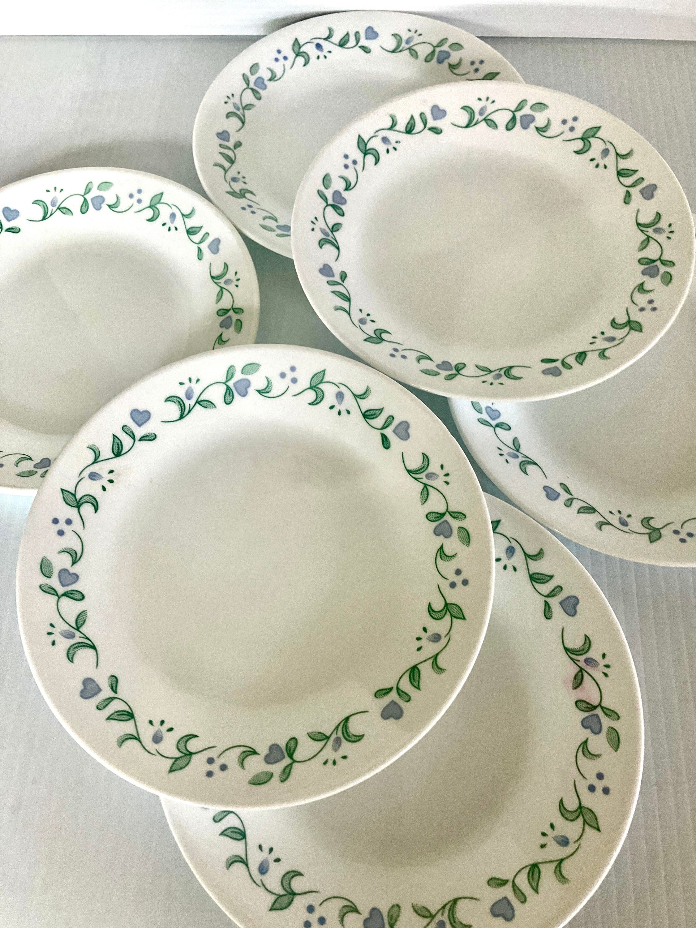 Vintage Corelle Country Cottage Plates (set of 6) Blue Heart