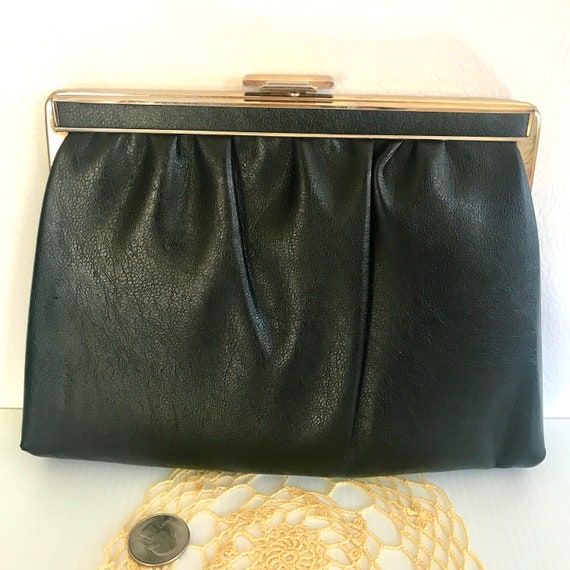 Vintage Leather Ande' Clutch Black Purse Or Chain… - image 8