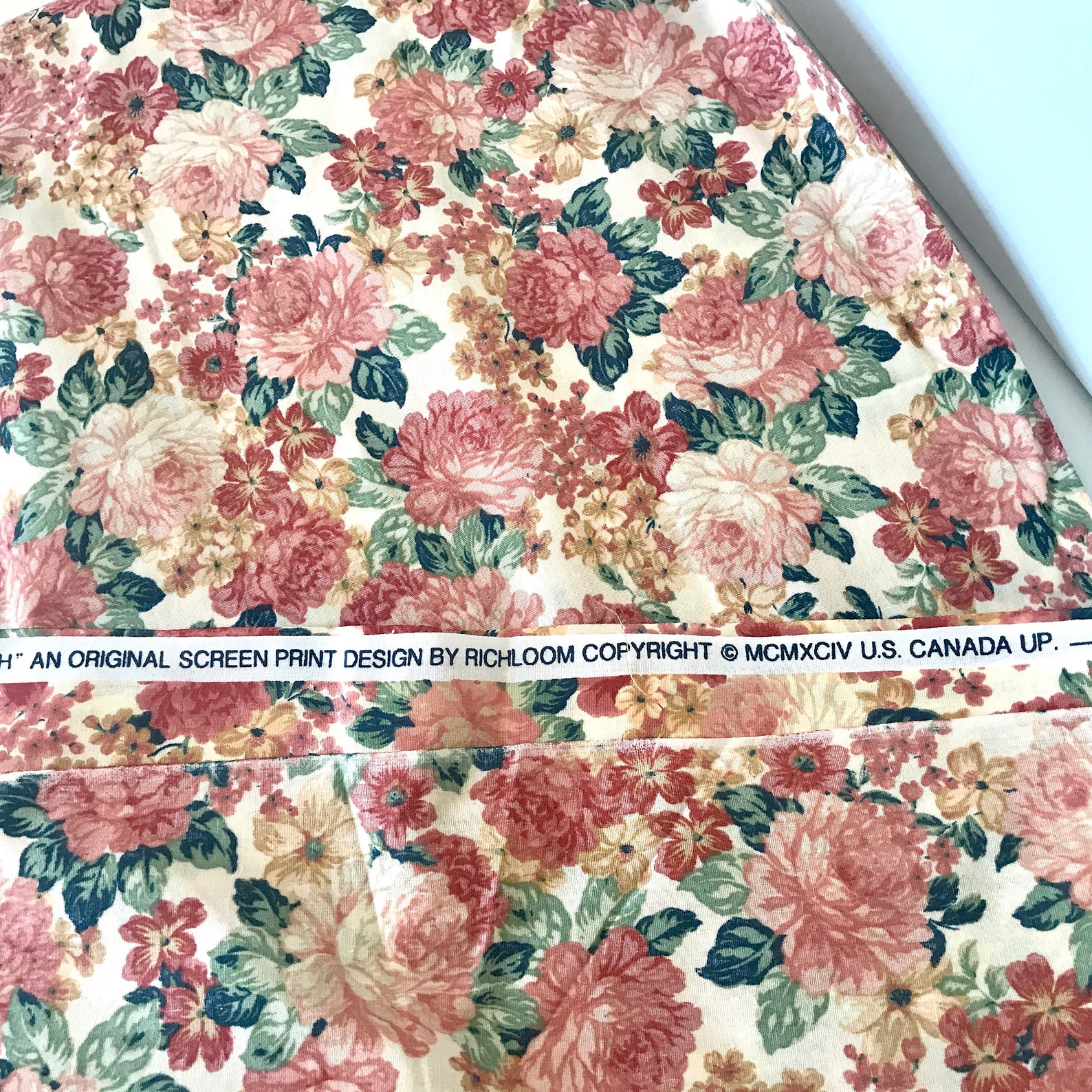 Vintage Floral Fabric Original Screen Print Design by Richloom Etsy