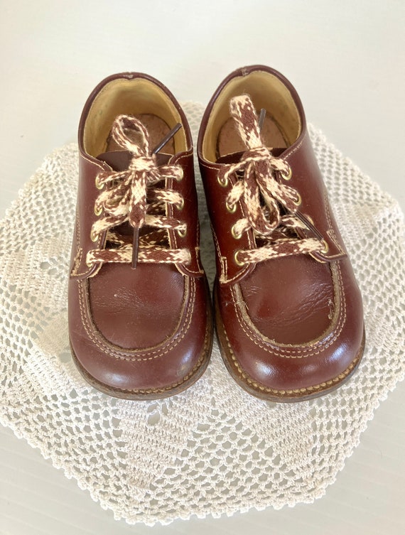 Vintage 1950's Junior Kids Brown Leather Oxford S… - image 8