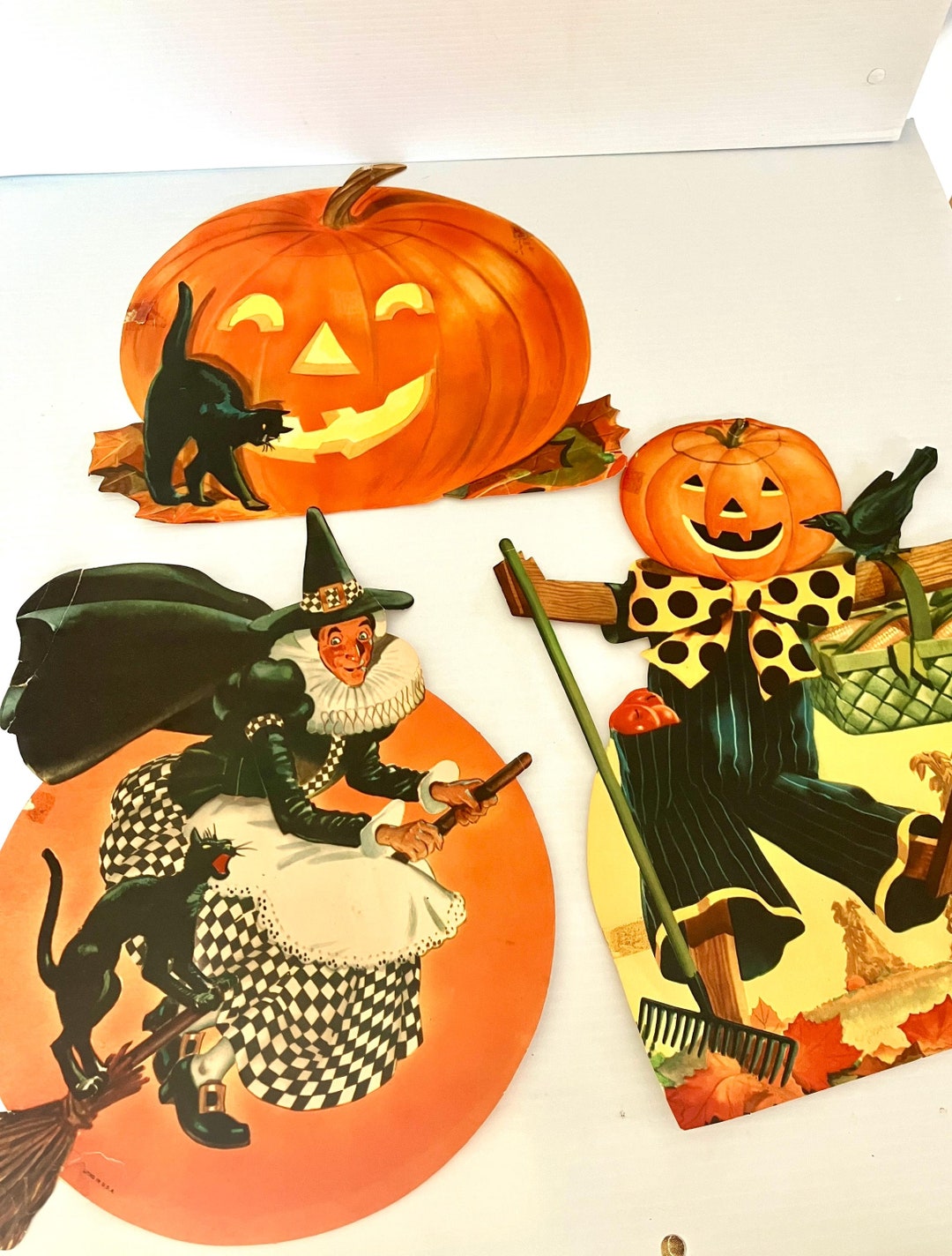 Vintage Die Cut Halloween Decoration – Pumpkin, Witch, Scarecrow - Etsy