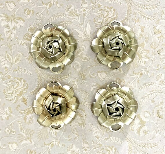Vintage set X 2 Large Flower Rose Connectors Silver Tone 3 Dimensional Jewelry Findings Pendent 7 8in. Diameter Etsy