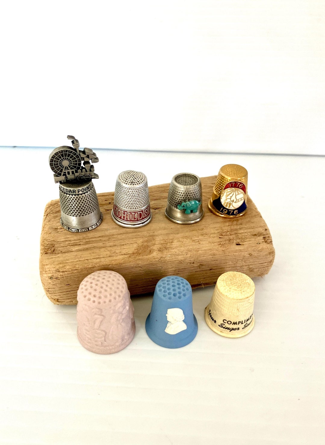 Vintage Sewing Thimbles: Cedar Point, LLADRO, Wedgwood, Singer
