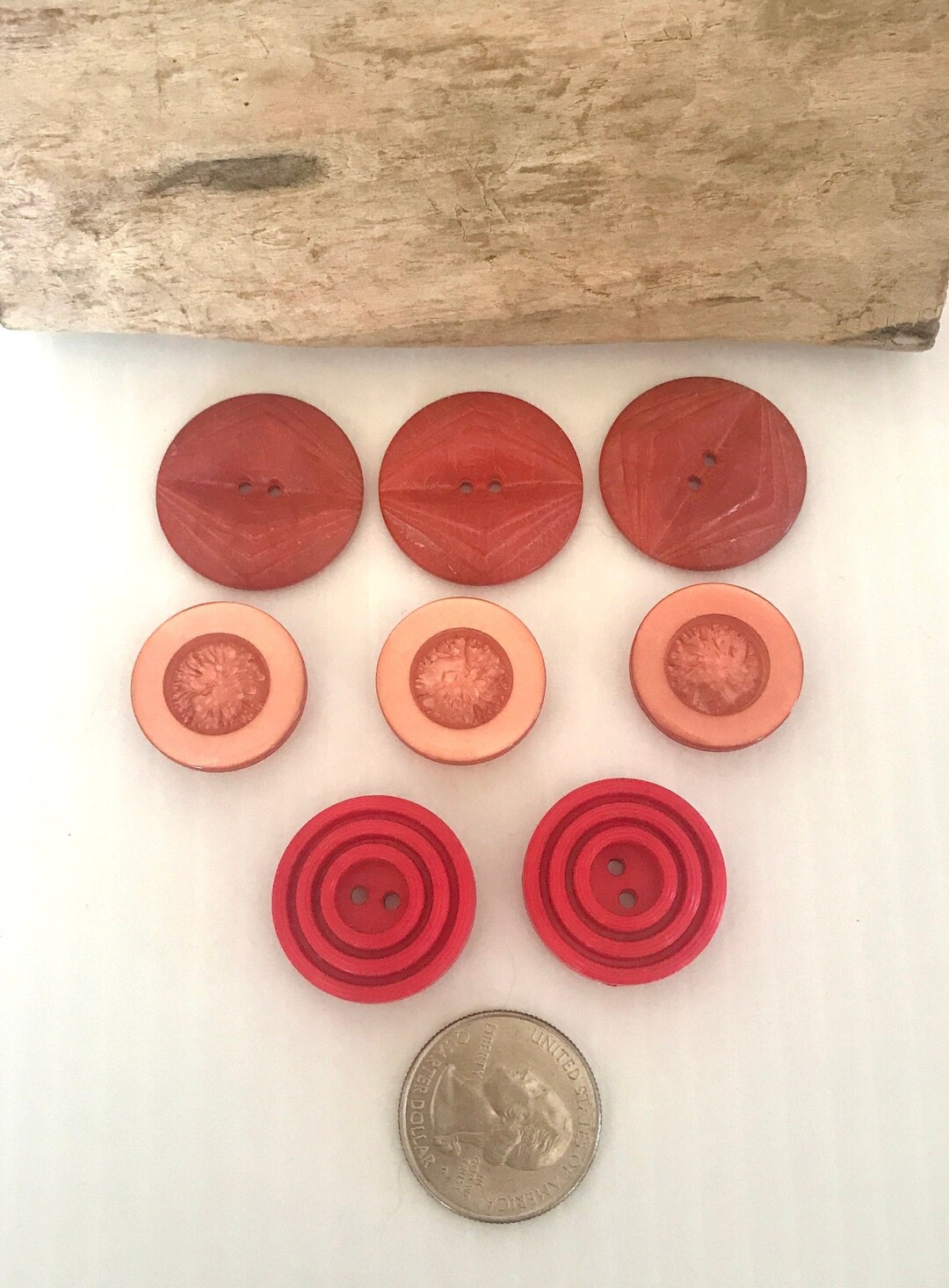 A Lot of 8 Retro Vintage Plastic Round Orange/red/rust Color Buttons - Etsy
