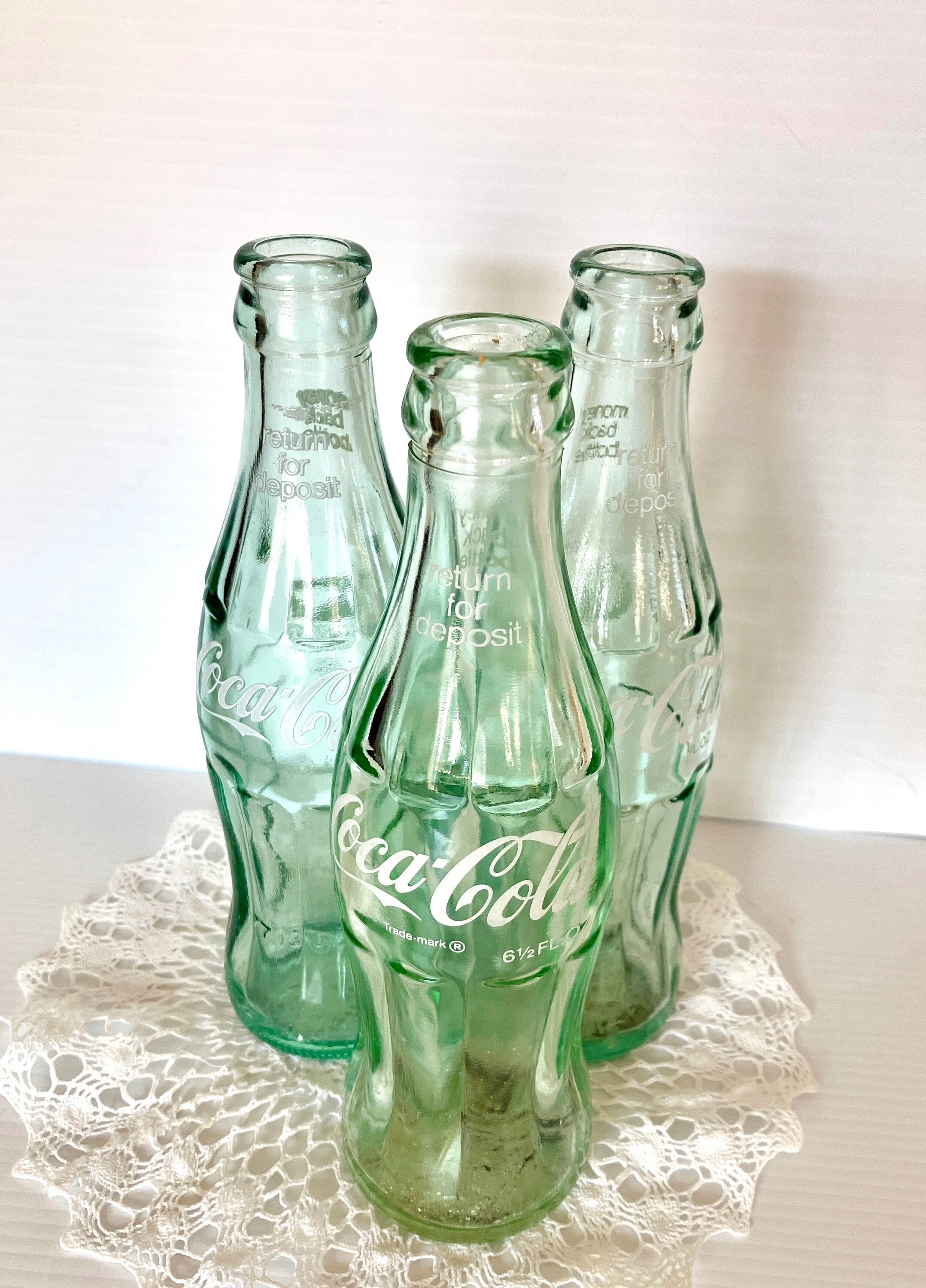 Vintage Green Glass Coca Cola Bottle - Hobble Skirt - 6.5 Fluid Oz